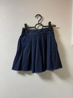 ZARA ダークブルー デニム プリーツスカート XS