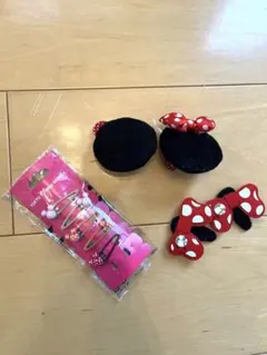ミニーマウス風ヘアクリップ3個セット