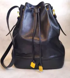 LOEWE アナグラム レザー巾着ショルダー 黒 ヴィンテージのサムネイル