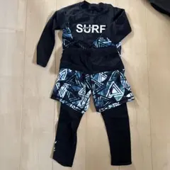 サーフプリント長袖水着 男の子用3点セット