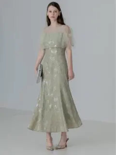 チュールフリルボレロペイントマーメイドワンピースドレス結婚式パーティー成人式