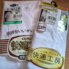 新品未使用GUNZE 快適工房 半袖U首 M スパンブリーフ L セット