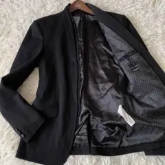 【美品✨】ZARA MAN ノーカラージャケット 裏地ドット柄 黒 L相当