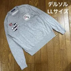 デルソル♡大きいサイズ　Ｖネックゴルフニットセーター　グレー
