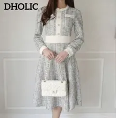 DHOLIC ツイード ロングワンピース　金ボタン　オケージョン 入学式