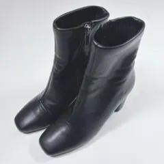 美品 RANDA ランダ スクエアトゥ チャンキーヒール ショートブーツ 黒 M