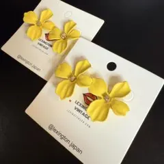 新品未使用 イエロー花モチーフピアス
