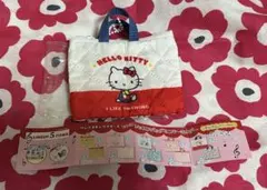 レトロレッスンバッグミニキーホルダー　ハローキティ　ガチャガチャ