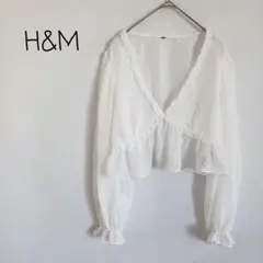 エイチアンドエム★H&M シースルー長袖ブラウスプルオーバー ドット 袖口ゴム
