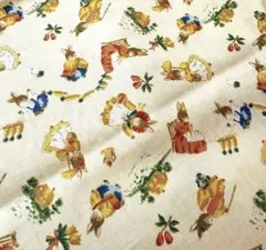 シーチング生地　レトロ　うさぎ柄　110×40