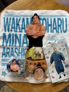 若元春グッズ4点セット　大相撲ガチャ、クレーンゲーム