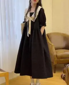 ミディ丈Aラインワンピース