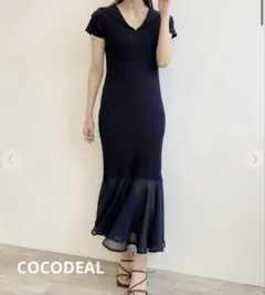 COCO DEALココディール シフォンドッキングケープカラーニット
