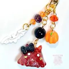 【限定ひとつ】ハロウィン コウモリと一緒 おめかし めんだこ キーホルダー