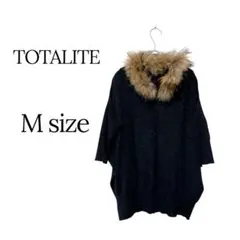 TOTALITE ラメ混ファー付ドルマンニット黒38 Mサイズのサムネイル