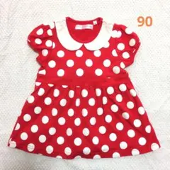 TOKYO DISNEY RESORT 赤水玉ワンピース 90