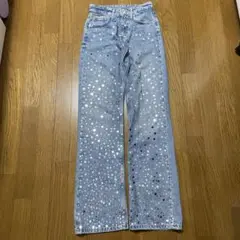 ZARATRFワイドレッグミラーディティールミッドライズジーンズデニムパンツ