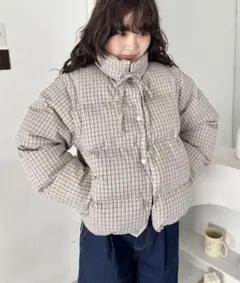 チェックリボンダウンジャケット　SOLLON