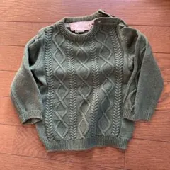 H&Mグリーン　ケーブルニット86cm