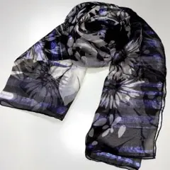 Salvatore Ferragamoシルクストールボーダー✖️花キラキラ　極美品