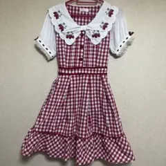 さくらんぼ バラ柄 半袖ひざ丈サーキュラースカートワンピース ロカビリー 50年 さくらんぼ バラ柄 半袖ひざ丈ワンピース ロカビリー 50年代 全円