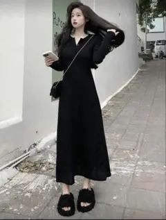 【 新品 未開封 】長袖 ワンピース 黒 Mサイズ