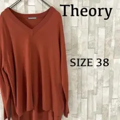 古着 Theory 長袖ニットセーター Vネック サイズ38 オレンジ 薄手