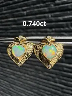 新作　天然水オパール　ピアス0.740ct遊色綺麗極彩S925 18KGP