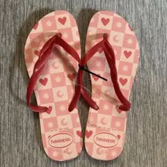 havaianas ピンク×レッド 柄付き　ビーチサンダル　37-38