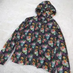 ZARA MAN スカル ドクロ　花柄　パーカー　薄手　ナイロンジャケット