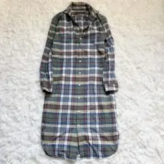 【極美品】ポロラルフローレン☆チェックシャツワンピース ポニー刺繍 ロング丈