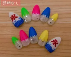 最終値下げ！　夏　かき氷　ポップ　アーモンド　ネイルチップ