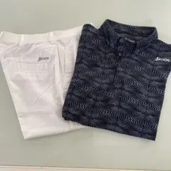 Srixon グレー・パターンポロシャツとホワイトパンツセット