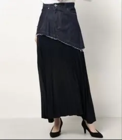 AULA AILA デニムドッキングプリーツスカート　アウラアウラ　S 美品✨のサムネイル