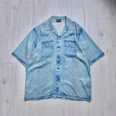 DIESEL トロンプルイユ デニム柄 長袖カットソー S シースルートップス 