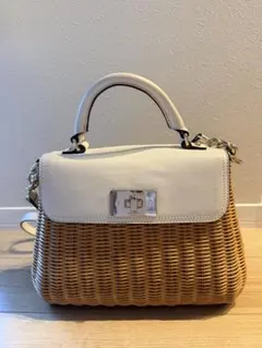 美品 kate spade カタツムリ ウィッカー かごバッグ ショルダー 廃盤