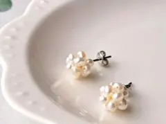 【再販】淡水パールAAA ボールピアス　小ぶり