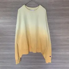 Champion ワンポイント刺繍 グラデーションスウェット やや薄手イエローS