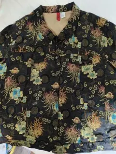 花柄刺繍 長袖シャツ　チャイナ　ジャケット