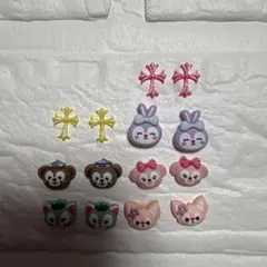 ダッフィキャラクター&Friends型ネイルパーツ12個セット10個４個十字架