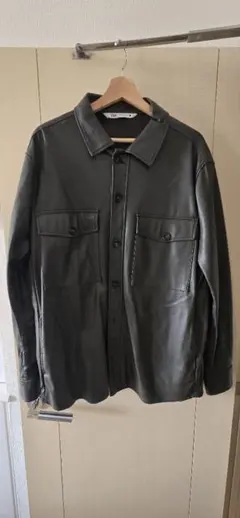 ZARA ブラック レザーシャツジャケット M