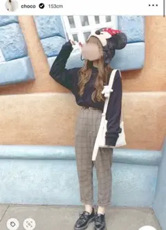 choco チェック テーパードパンツ ブラウン gu パンツ