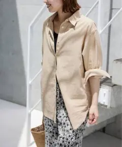SLOBE IENA/スローブイエナ 綿麻レギュラーシャツ ベージュのサムネイル