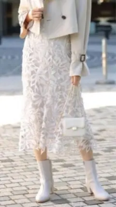 配色ケミカルレーススカート