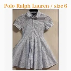 6 ポロ　ラルフローレン　ワンピース　花柄　半袖　青
