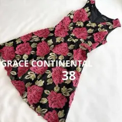 極美品 グレースコンチネンタルチュールワンピース 花 刺繍 38サイズ（L相当）のサムネイル