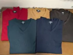 ５色セット 美品 ユニクロ エクストラファインメリノ Vネック セーター S