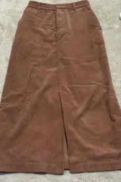 ブラウン コーデュロイ スカート スリット入り