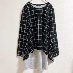 SHEIN ウィンドペン フレア チュニック カットソー S M 黒 白
