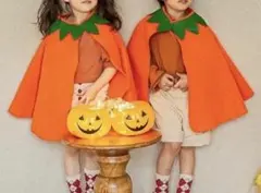 ハロウィン 子供コスプレ　カボチャマント　100